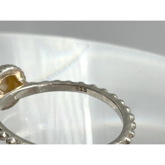 Beaded Mother of Pearl Domed Southwest 925 Sterling Silver Vintage Ring - sz 8 - Picture 8 of 12